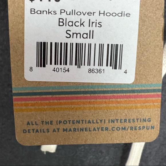Marine Layer Banks Pullover Hoodie in Black Iris Sz S NWT - Picture 11 of 13